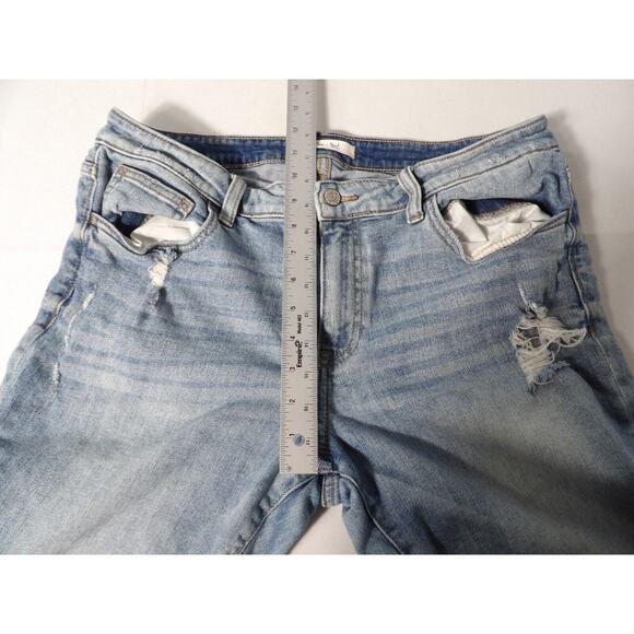 Willow + Root Jeans Midrise Girlfirend Sz 32 Distressed Cropped Blue Denim Stret - Picture 14 of 15